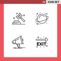 Pictogram Set of 4 Simple Filledline Flat Colors of enforcement digital law science media Editable Vector Design Elements