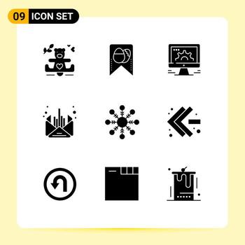 Set of 9 Modern UI Icons Symbols Signs for snow message online business mail Editable Vector Design Elements