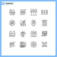 User Interface Pack of 16 Basic Outlines of healthcare burger tree soccer game Editable Vector Design Elements