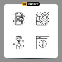 4 Line concept for Websites Mobile and Apps bag jewel online store pin value Editable Vector Design Elements