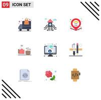 Flat Color Pack of 9 Universal Symbols of finance business map hotel cup Editable Vector Design Elements