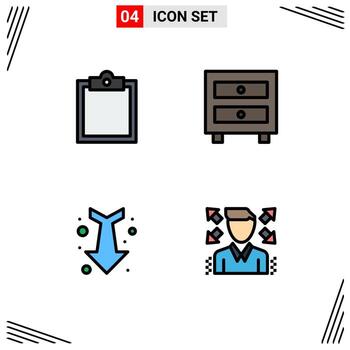 Set of 4 Modern UI Icons Symbols Signs for buffer full cabinet school businessman Editable Vector Design Elements