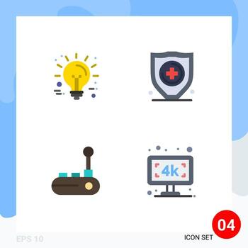 Pictogram Set of 4 Simple Flat Icons of business joy stick technology security monitor Editable Vector Design Elements