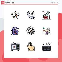 Universal Icon Symbols Group of 9 Modern Filledline Flat Colors of wedding love phone tag laboratory Editable Vector Design Elements