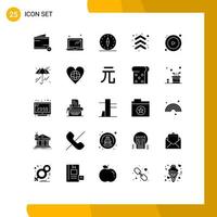 Solid Glyph Pack of 25 Universal Symbols of control up gps arrows travel Editable Vector Design Elements