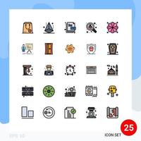Concepto de color plano de 25 líneas completas para sitios web móviles y aplicaciones buscar errores modelado tipo de archivo documento elementos de diseño vectorial editables vector