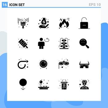 16 interfaz de usuario paquete de glifos sólidos de signos y símbolos modernos de malvavisco desbloquear peligro candado de seguridad elementos de diseño vectorial editables vector