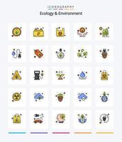 Creative Ecology And Environment 25 Line FIlled icon pack  Such As tree. planet. organic. hand gesture. environment vector