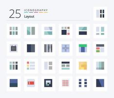 paquete de iconos de 25 colores planos de diseño que incluye el diseño. diseño. calendario. espacio de trabajo interfaz vector