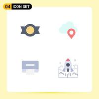 4 Creative Icons Modern Signs and Symbols of bonbon tissue cloud marker rocket Editable Vector Design Elements