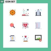 Universal Icon Symbols Group of 9 Modern Flat Colors of health table scientific research racket office Editable Vector Design Elements