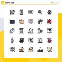 Set of 25 Modern UI Icons Symbols Signs for camera search security growth filmstrip Editable Vector Design Elements