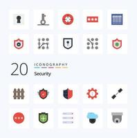 20 Security Flat Color icon Pack like connection setting protection protection keyhole vector