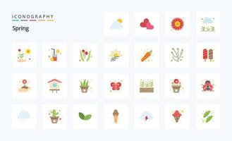 paquete de iconos de color plano de 25 primaveras vector