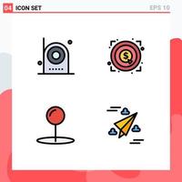 Stock Vector Icon Pack of 4 Line Signs and Symbols for camera coordinate electronic achievement pointer Editable Vector Design Elements