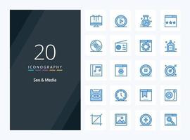 20 Seo  Media Blue Color icon for presentation vector