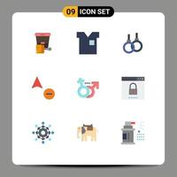 paquete de línea de vector editable de 9 colores planos simples de elementos de diseño de vector editable de salud de copia de camiseta de cursor masculino