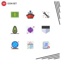 9 Creative Icons Modern Signs and Symbols of sun flower vehicles fruit avocado Editable Vector Design Elements