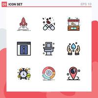 Universal Icon Symbols Group of 9 Modern Filledline Flat Colors of web info love contact shop Editable Vector Design Elements