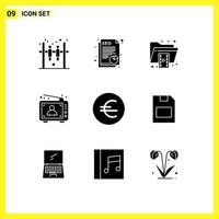 paquete de iconos de vector de stock de 9 signos y símbolos de línea para elementos de diseño de vector editable de anuncio de publicidad de archivo de hombre de euro