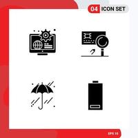 Group of 4 Modern Solid Glyphs Set for globe fraud education banking weather Editable Vector Design Elements