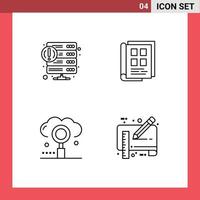 Group of 4 Filledline Flat Colors Signs and Symbols for crash phone book service news paper engine Editable Vector Design Elements