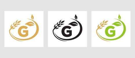 Letter G Agriculture Logo. Agribusiness, Eco-farm Design Template vector