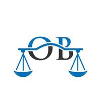 diseño de logotipo de bufete de abogados de carta ob para abogado, justicia, abogado de derecho, legal, servicio de abogado, bufete de abogados, escala, bufete de abogados, abogado de negocios corporativos vector