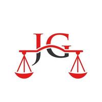 Letter JG Law Firm Logo Design For Lawyer, Justice, Law Attorney, Legal, Lawyer Service, Law Office, Scale, Law firm, Attorney Corporate Business vector