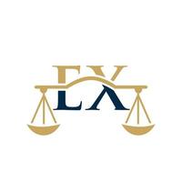 diseño de logotipo de carta ex bufete de abogados para abogado, justicia, abogado de derecho, legal, servicio de abogado, bufete de abogados, escala, bufete de abogados, abogado de negocios corporativos vector