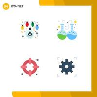 User Interface Pack of 4 Basic Flat Icons of bulb lifebuoy lights research video Editable Vector Design Elements