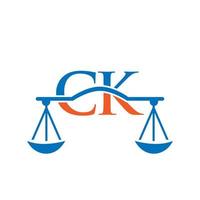 diseño del logotipo del bufete de abogados letter ck para abogado, justicia, abogado de derecho, legal, servicio de abogado, bufete de abogados, escala, bufete de abogados, negocio corporativo de abogados vector