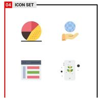 Modern Set of 4 Flat Icons Pictograph of engine communication search global left Editable Vector Design Elements