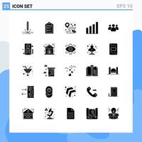 Universal Icon Symbols Group of 25 Modern Solid Glyphs of user interface text analytic map Editable Vector Design Elements