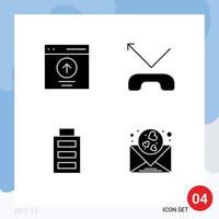 Pack of 4 creative Solid Glyphs of communication interface upload missed heart Editable Vector Design Elements