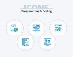 Programming And Coding Blue Icon Pack 5 Icon Design. develop. app. programmer. file vector