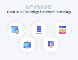 Cloud Data Technology And Network Technology Flat Icon Pack 5 Icon Design. data . computing. file . money . doller vector