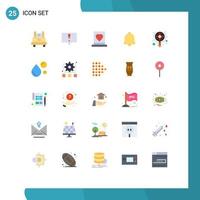 Mobile Interface Flat Color Set of 25 Pictograms of search notification groom bell passion Editable Vector Design Elements