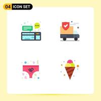 Editable Vector Line Pack of 4 Simple Flat Icons of chat clothing keyboard protection underpants Editable Vector Design Elements