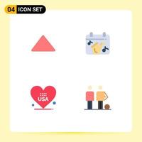 Flat Icon Pack of 4 Universal Symbols of arrow love video play usa Editable Vector Design Elements