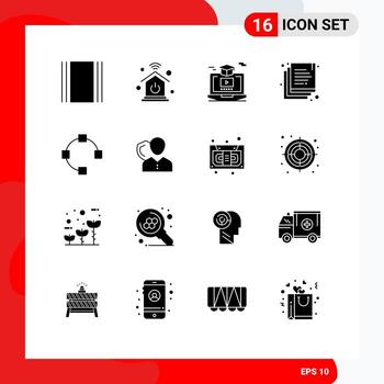 Set of 16 Commercial Solid Glyphs pack for points open online duplicate copy Editable Vector Design Elements