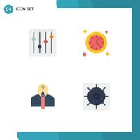 Stock Vector Icon Pack of 4 Line Signs and Symbols for controls authorship watch anonymous control Editable Vector Design Elements