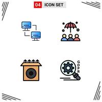 Set of 4 Commercial Filledline Flat Colors pack for computer product computers umbrella search Editable Vector Design Elements