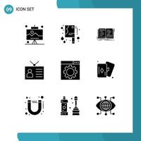 9 User Interface Solid Glyph Pack of modern Signs and Symbols of optimization retro television novel output device ancient tv Editable Vector Design Elements