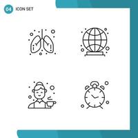 Set of 4 Modern UI Icons Symbols Signs for care female medical world tea Editable Vector Design Elements