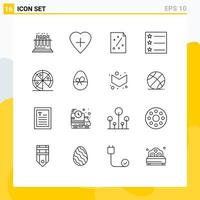 User Interface Pack of 16 Basic Outlines of egg junk ideas food layout Editable Vector Design Elements