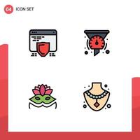 paquete de iconos vectoriales de stock de 4 signos y símbolos de línea para protección máscara de carnaval panel web máscara ocular elementos de diseño vectorial editables vector