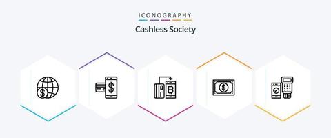 Cashless Society 25 Line icon pack including payment. currency. financial. payment. digital vector