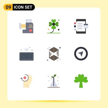 Mobile Interface Flat Color Set of 9 Pictograms of things internet lucky barcode development Editable Vector Design Elements