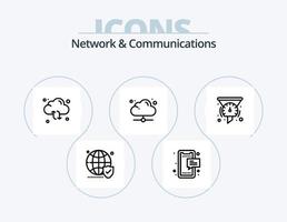 paquete de iconos de línea de red y comunicaciones 5 diseño de iconos. archivos carpeta. cliente. recargar. sincronizar vector